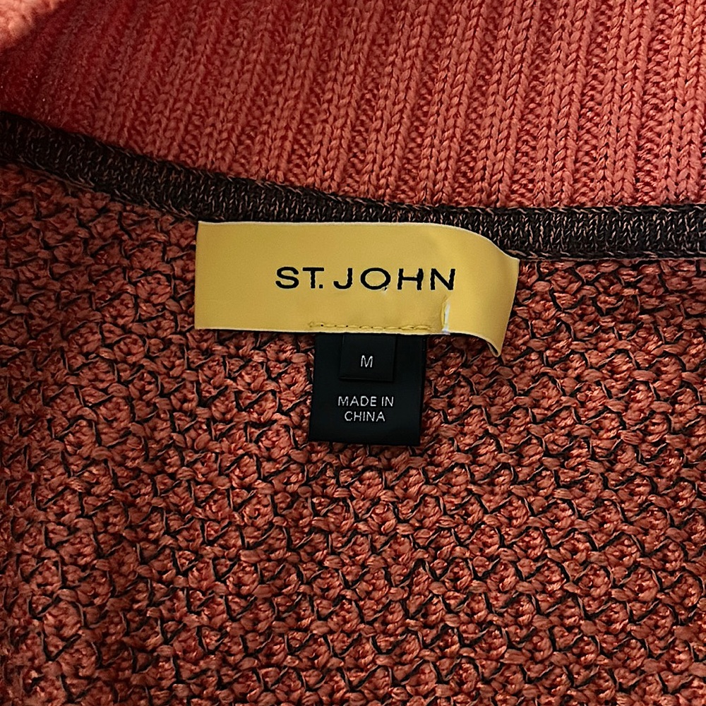 St. John Luxurious Burnt Orange Wool with Leather Trim Jacket Coat **Size M** - Picture 4 of 4